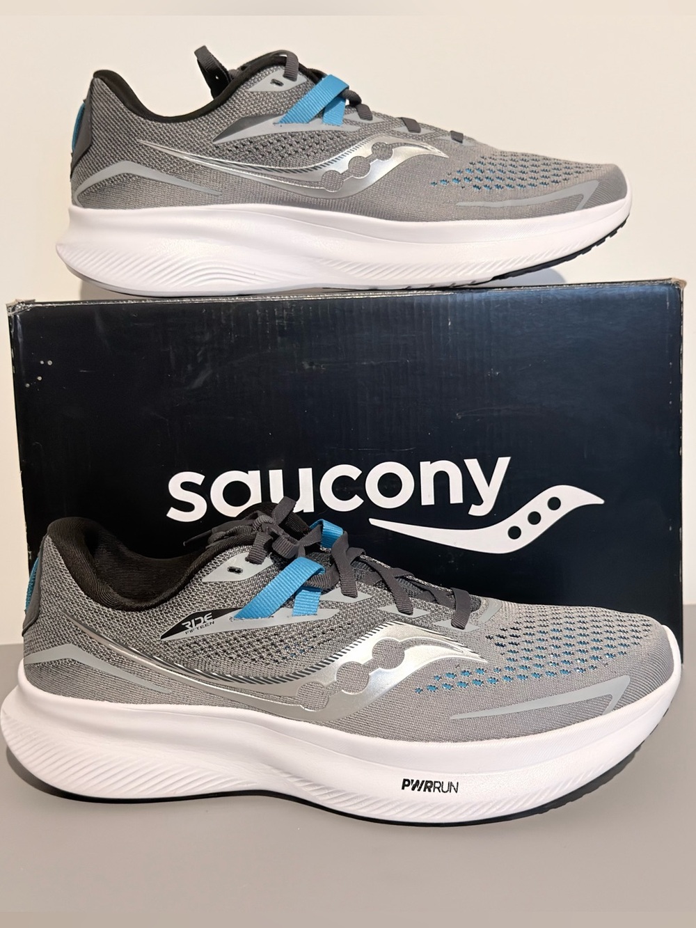 Saucony Ride 15 Men’s Running Shoes Size 10 Alloy Topaz Gray S20729-15 NEW